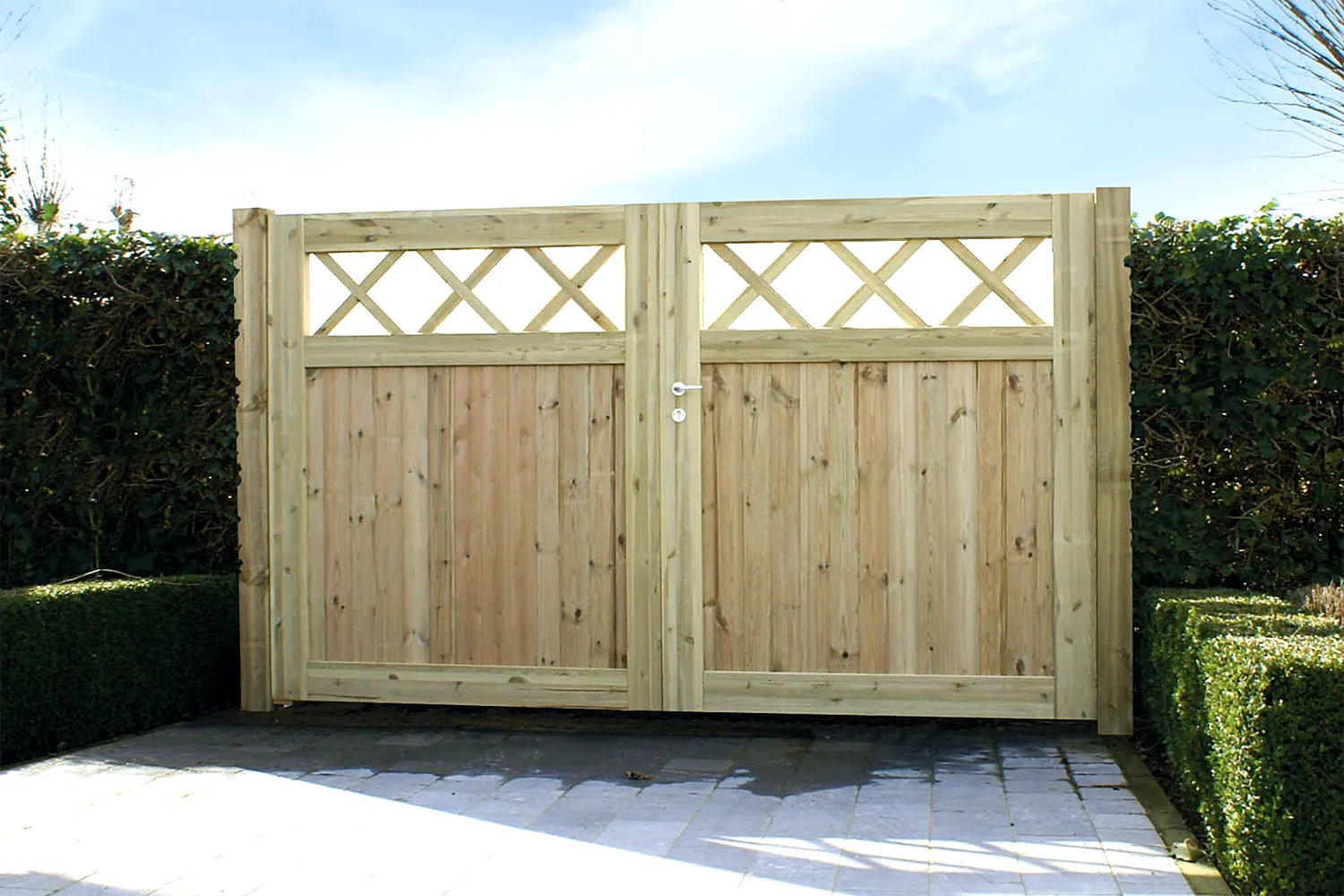 Eigendomspoort van autoclave behandeld grenenhout